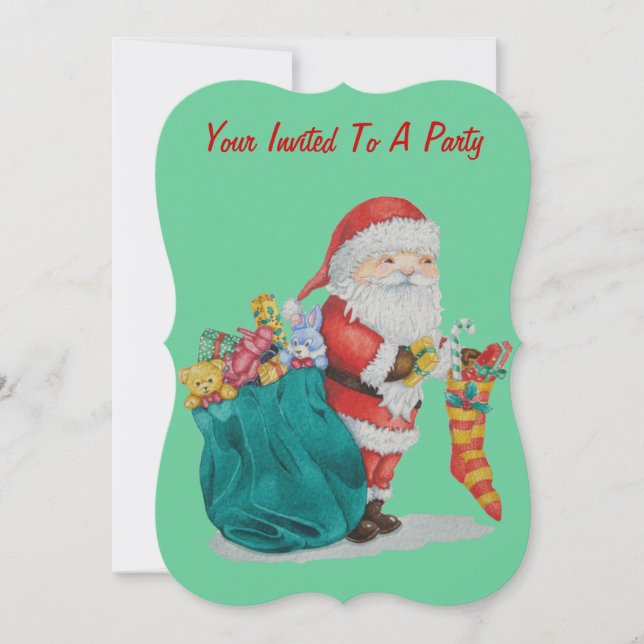 Niedlicher Weihnachtsmann bereit Einladung (Vorderseite)
