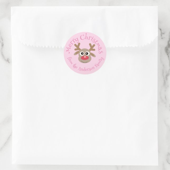 Niedlicher Weihnachtsmann-Cartoon Girly Pink Runder Aufkleber (Tasche)