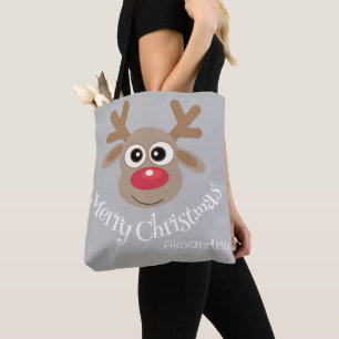 Niedlicher Weihnachtsmann-Cartoon Reindeer Grau To