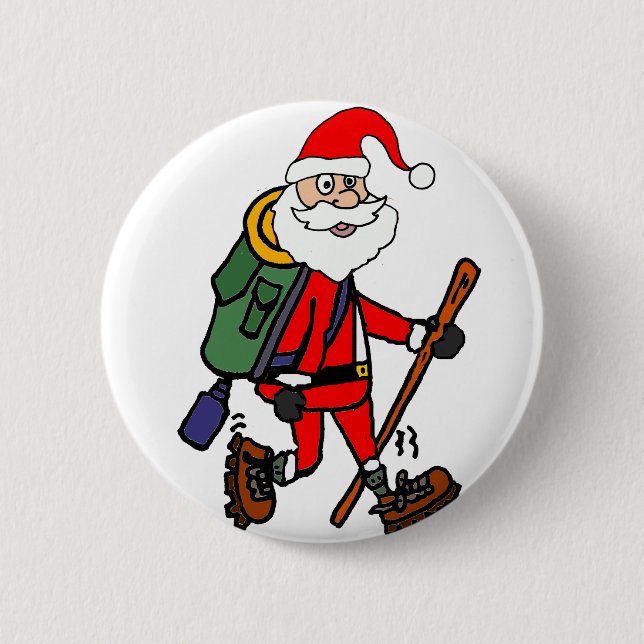 Niedlicher Weihnachtsmann, der WeihnachtsCartoon Button (Vorderseite)
