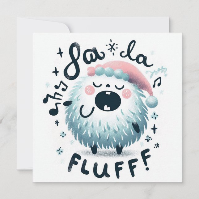 Niedlicher Weihnachtsmann "fa la fluff" Feiertagskarte (Vorderseite)
