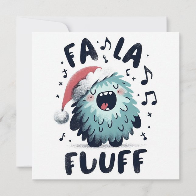 Niedlicher Weihnachtsmann "fa la fluff" Feiertagskarte (Vorderseite)