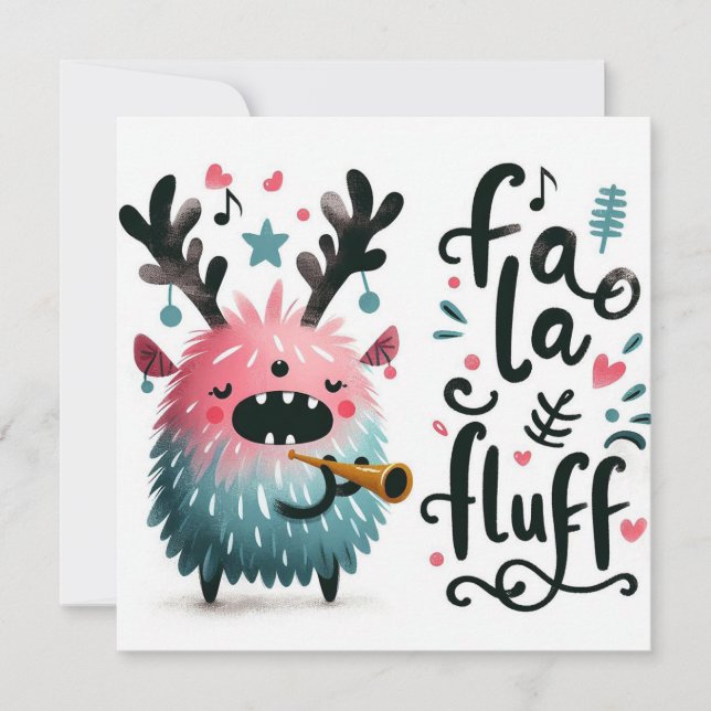 Niedlicher Weihnachtsmann "fa la fluff" Feiertagskarte (Vorderseite)