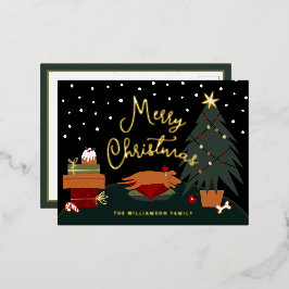 Niedlicher Weihnachtsmann Folien Feiertagspostkarte