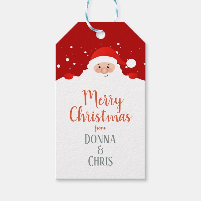 Niedlicher Weihnachtsmann - Frohe Weihnachten - Pe Geschenkanhänger (Vorderseite)