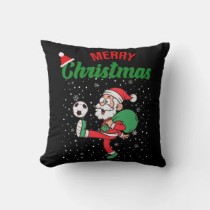 Niedlicher Weihnachtsmann Fußballfest Weihnachten Kissen