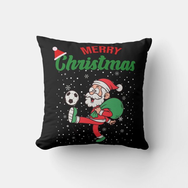 Niedlicher Weihnachtsmann Fußballfest Weihnachten  Kissen (Vorderseite)