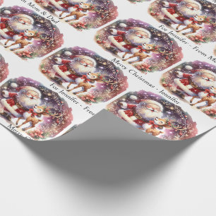 Niedlicher Weihnachtsmann geben Kindernachtsnamen Geschenkpapier