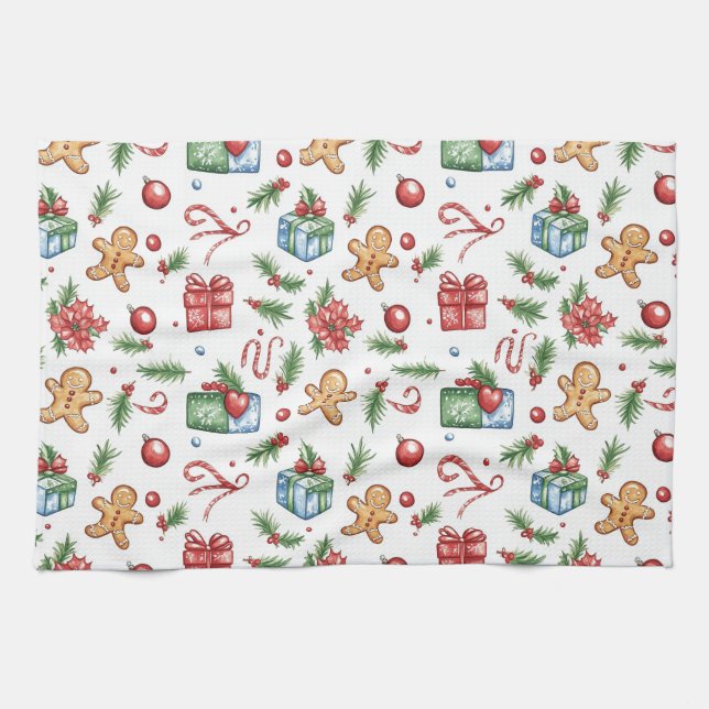 Niedlicher Weihnachtsmann Geschirrtuch (Horizontal)