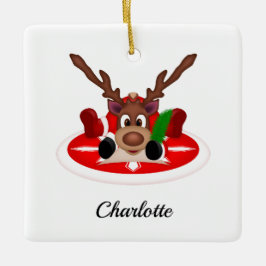 Niedlicher Weihnachtsmann Keramikornament