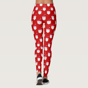 Niedlicher Weihnachtsmann Kopf Weihnachtsmuster Lo Leggings