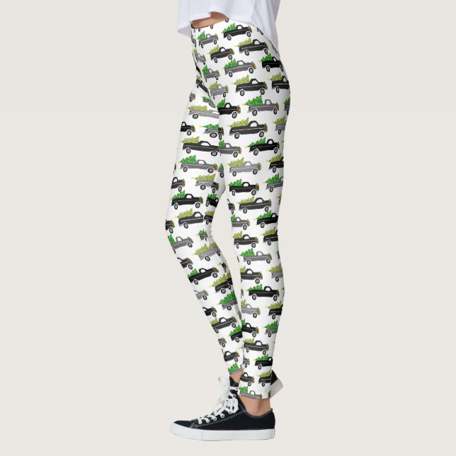 Niedlicher Weihnachtsmann Lieferwagen Trucks Bäume Leggings (Links)