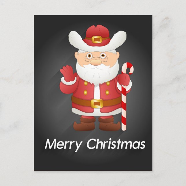 Niedlicher Weihnachtsmann mit Candy Cane Postkarte (Vorderseite)