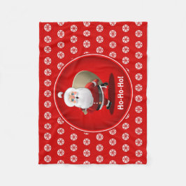 Niedlicher Weihnachtsmann mit einem Sack voll von Fleecedecke