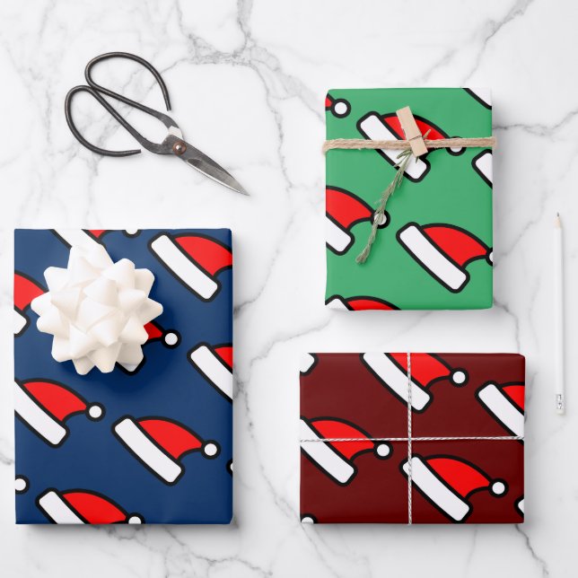 Niedlicher Weihnachtsmann mit individueller Farbe Geschenkpapier Set (Vorderseite)