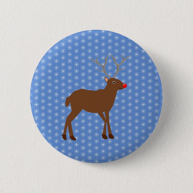 Niedlicher Weihnachtsmann mit Roter Nase Button (Vorderseite)