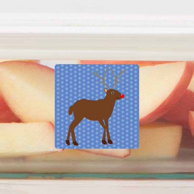 Niedlicher Weihnachtsmann mit Roter Nase Etiketten (Befestigt)