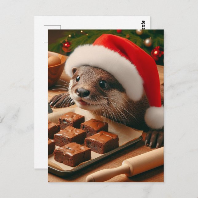 Niedlicher Weihnachtsmann mit Weihnachtsbummel Postkarte (Vorne/Hinten)