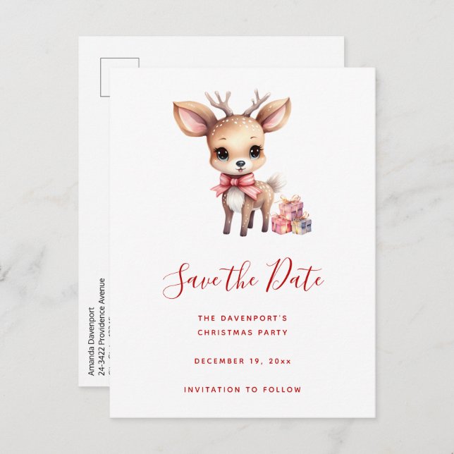 Niedlicher Weihnachtsmann mit Weihnachtsgeschenken Ankündigungspostkarte (Vorne/Hinten)