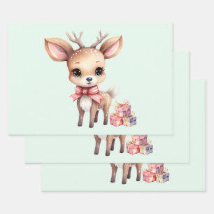 Niedlicher Weihnachtsmann mit Weihnachtsgeschenken Geschenkpapier Set