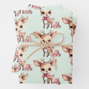 Niedlicher Weihnachtsmann mit Weihnachtsgeschenkmu Geschenkpapier Set