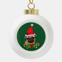 Niedlicher Weihnachtsmann Mops Liebe Weihnachten Keramik Kugel-Ornament