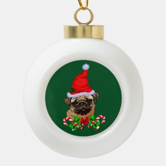 Niedlicher Weihnachtsmann Mops Liebe Weihnachten Keramik Kugel-Ornament