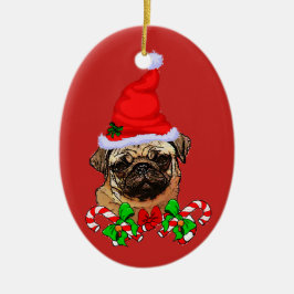 Niedlicher Weihnachtsmann Mops Liebe Weihnachten Keramik Ornament