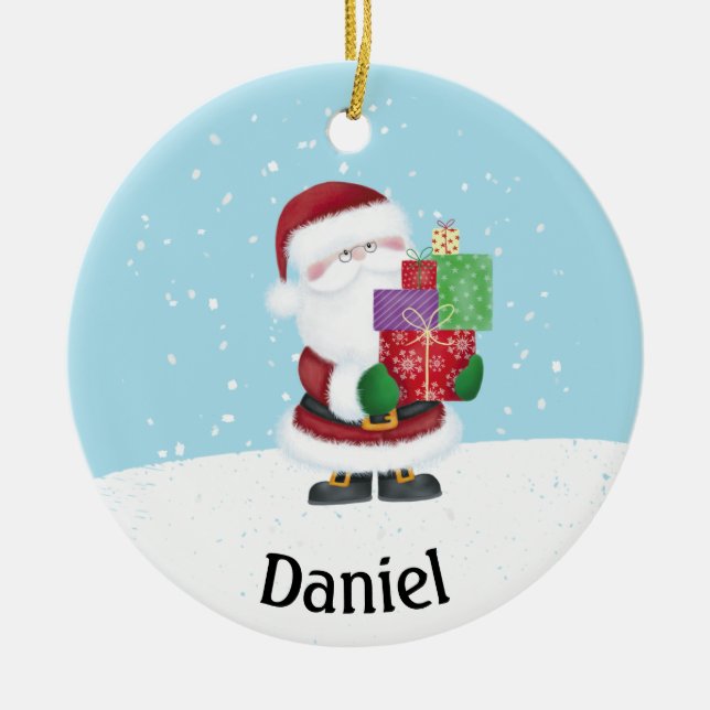 Niedlicher Weihnachtsmann Personalisiert Weihnacht Keramik Ornament (Vorne)