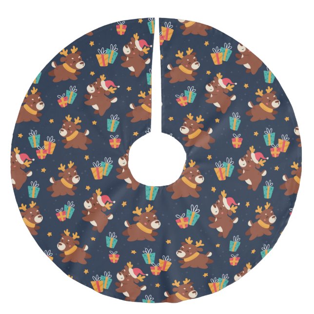 Niedlicher Weihnachtsmann Polyester Weihnachtsbaumdecke (Vorderseite)