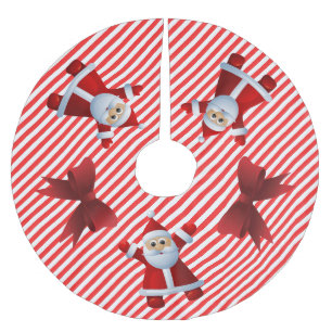 Niedlicher Weihnachtsmann Red Bows Frohe Weihnacht Polyester Weihnachtsbaumdecke