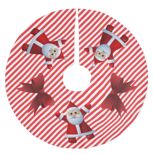 Niedlicher Weihnachtsmann Red Bows Frohe Weihnacht Polyester Weihnachtsbaumdecke (Vorderseite)