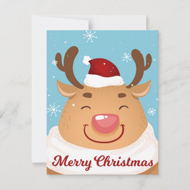 Niedlicher Weihnachtsmann Reindeer Frohe Weihnacht Feiertagskarte (Vorderseite)