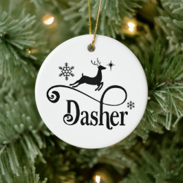 Niedlicher Weihnachtsmann-Reindeer-Name Dasher Wei Keramik Ornament