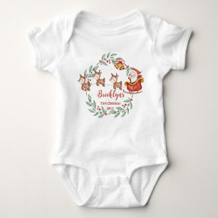 Niedlicher Weihnachtsmann Reindeers 1. Weihnachtsf Baby Strampler