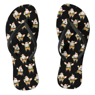 Niedlicher Weihnachtsmann Retro Stil Frohe Weihnac Flip Flops