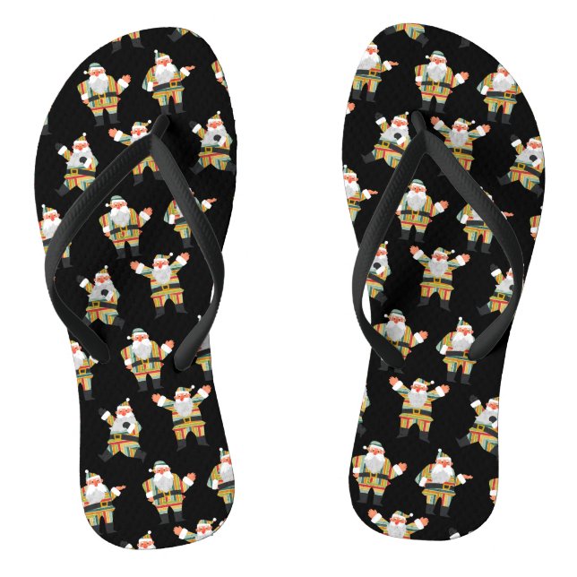 Niedlicher Weihnachtsmann Retro Stil Frohe Weihnac Flip Flops (Fußbett)