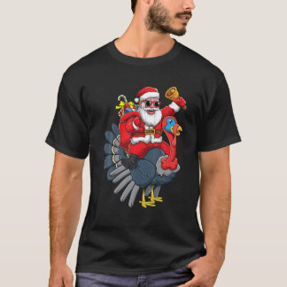 Niedlicher Weihnachtsmann Riding Türkei Erntedank T-Shirt