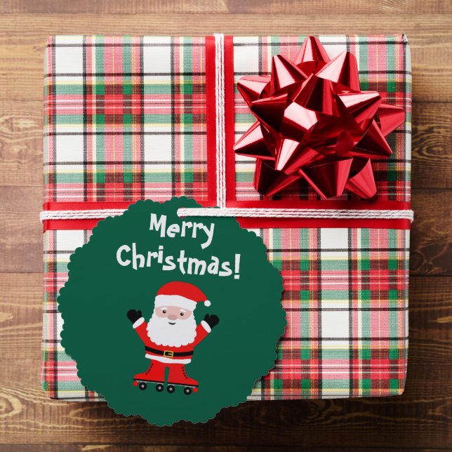 Niedlicher Weihnachtsmann-Roller-Skate Weihnachten Ornament Karte (Insitu (Geschenk))