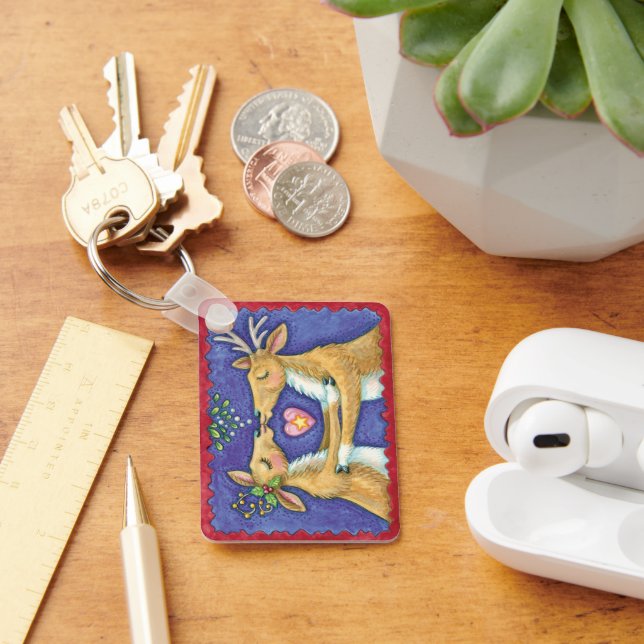 Niedlicher Weihnachtsmann, Romantischer Kuss und M Schlüsselanhänger (Schreibtisch)