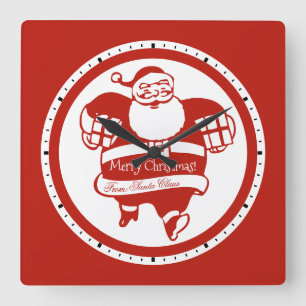 Niedlicher Weihnachtsmann Rot und Weiß Weihnachten Quadratische Wanduhr