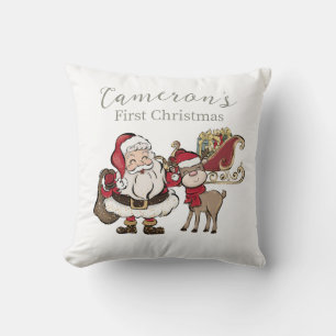 Niedlicher Weihnachtsmann & Rudolph Erste Weihnach Kissen