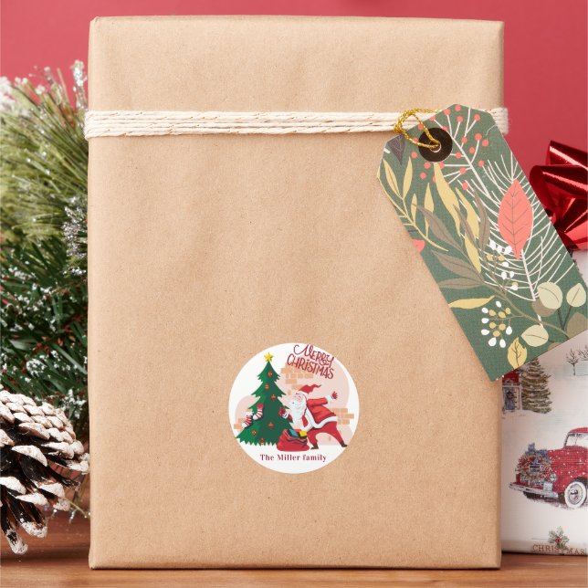 niedlicher Weihnachtsmann Runder Aufkleber (Feiertag)