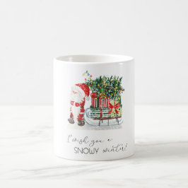 Niedlicher Weihnachtsmann, Schlitten, Geschenke Kaffeetasse