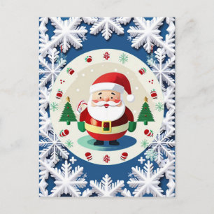🎅 Niedlicher Weihnachtsmann Schneeflocke Festlich Postkarte