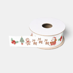 Niedlicher Weihnachtsmann Schneemann Rentier  Ripsband