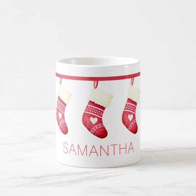 Niedlicher Weihnachtsmann Strumpf Name Tasse (Mittel)