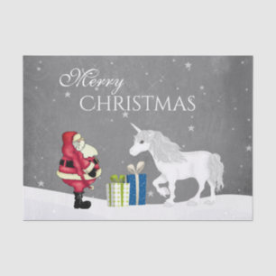 Niedlicher Weihnachtsmann und Einhorn Frohe Weihna Seidenpapier