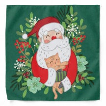 Niedlicher Weihnachtsmann und Katze