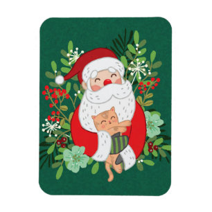 Niedlicher Weihnachtsmann und Katze Magnet